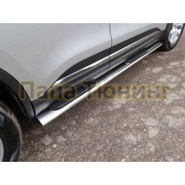 Пороги овальные с накладкой 120х60 мм ТСС для Renault Koleos 2018- Пороги овальные с накладкой 120х60 мм ТСС для Renault Koleos 2018-