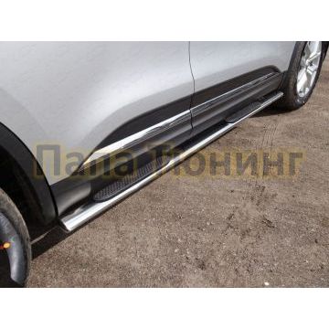 Пороги овальные с накладкой 75х42 мм ТСС для Renault Koleos 2018- Пороги овальные с накладкой 75х42 мм ТСС для Renault Koleos 2018-