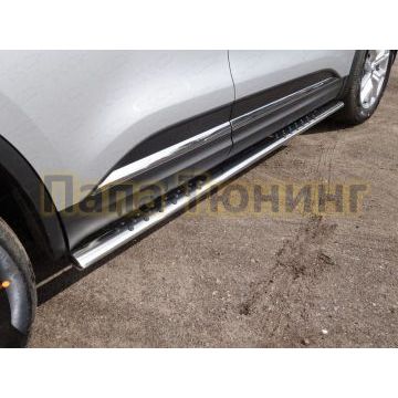 Пороги овальные с проступью 75х42 мм ТСС для Renault Koleos 2018- Пороги овальные с проступью 75х42 мм ТСС для Renault Koleos 2018-