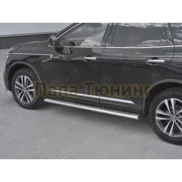 Пороги труба овальная с проступью 120x60 мм для Renault Koleos 2017-