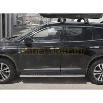 Пороги труба овальная с проступью 120x60 мм для Renault Koleos 2017-