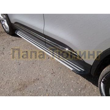 Пороги алюминиевые Slim Line Silver ТСС для Renault Koleos 2018- Пороги алюминиевые Slim Line Silver ТСС для Renault Koleos 2018-