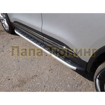 Пороги алюминиевые ТСС с накладкой для Renault Koleos 2018- Пороги алюминиевые ТСС с накладкой для Renault Koleos 2018-