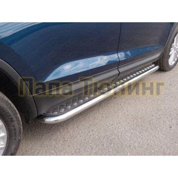 Пороги с площадкой алюминиевый лист 60 мм ТСС для Skoda Kodiaq 2018- Пороги с площадкой алюминиевый лист 60 мм ТСС для Skoda Kodiaq 2018-