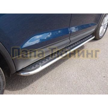 Пороги с площадкой алюминиевый лист 75х42 мм ТСС для Skoda Kodiaq 2018- Пороги с площадкой алюминиевый лист 75х42 мм ТСС для Skoda Kodiaq 2018-