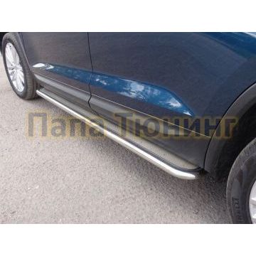 Пороги с площадкой нержавеющий лист 42 мм ТСС для Skoda Kodiaq 2018- Пороги с площадкой нержавеющий лист 42 мм ТСС для Skoda Kodiaq 2018-