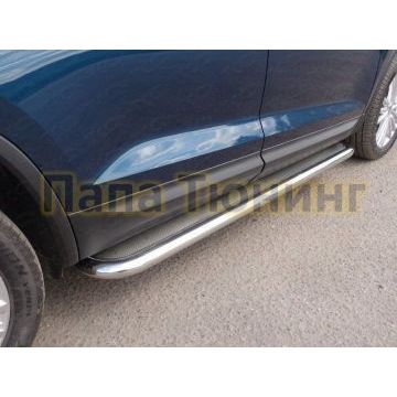 Пороги с площадкой нержавеющий лист 60 мм ТСС для Skoda Kodiaq 2018- Пороги с площадкой нержавеющий лист 60 мм ТСС для Skoda Kodiaq 2018-