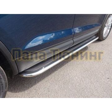 Пороги с площадкой нержавеющий лист 75х42 мм ТСС для Skoda Kodiaq 2018- Пороги с площадкой нержавеющий лист 75х42 мм ТСС для Skoda Kodiaq 2018-