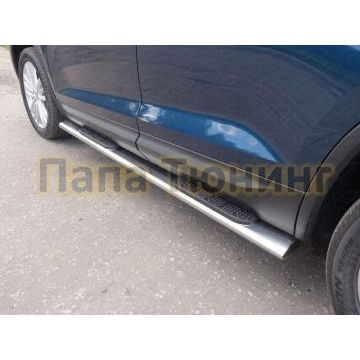 Пороги овальные с накладкой 120х60 мм ТСС для Skoda Kodiaq 2018- Пороги овальные с накладкой 120х60 мм ТСС для Skoda Kodiaq 2018-