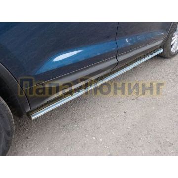 Пороги овальные с проступью 75х42 мм ТСС для Skoda Kodiaq 2018- Пороги овальные с проступью 75х42 мм ТСС для Skoda Kodiaq 2018-