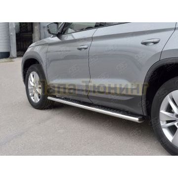 Пороги труба овальная с проступью 120x60 мм РусСталь для Skoda Kodiaq 2017-