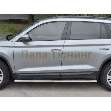 Пороги труба овальная с проступью 120x60 мм РусСталь для Skoda Kodiaq 2017-