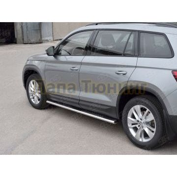 Пороги труба овальная с проступью 120x60 мм РусСталь для Skoda Kodiaq 2017-