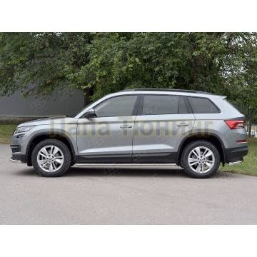 Пороги труба овальная с проступью 75х42 мм РусСталь для Skoda Kodiaq 2017-