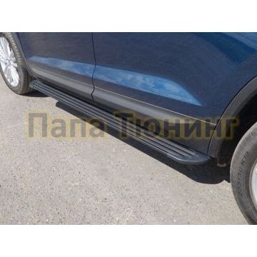 Пороги алюминиевые Slim Line Black ТСС для Skoda Kodiaq 2018- Пороги алюминиевые Slim Line Black ТСС для Skoda Kodiaq 2018-