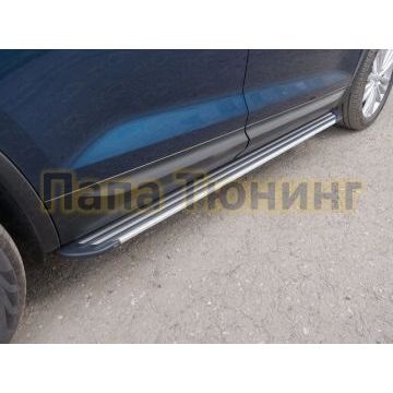 Пороги алюминиевые Slim Line Silver ТСС для Skoda Kodiaq 2018- Пороги алюминиевые Slim Line Silver ТСС для Skoda Kodiaq 2018-