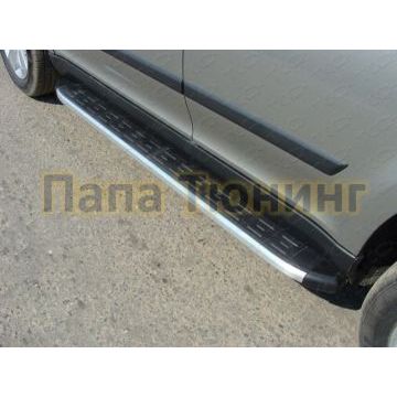 Пороги алюминиевые ТСС с накладкой для Skoda Yeti 2009-