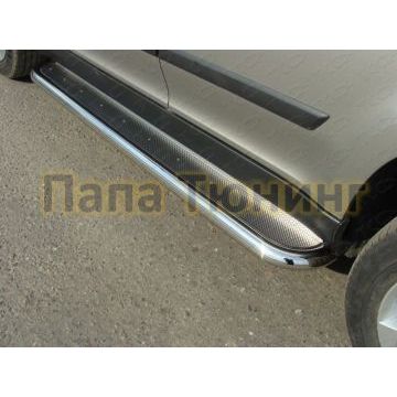 Пороги с площадкой нержавеющий лист 60 мм ТСС для Skoda Yeti 2014- Пороги с площадкой нержавеющий лист 60 мм ТСС для Skoda Yeti 2014-