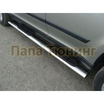 Пороги труба овальная с накладками 120х60 мм ТСС для Skoda Yeti 2014-