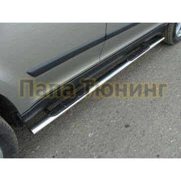 Пороги труба овальная с накладками 75х42 мм ТСС для Skoda Yeti 2014-