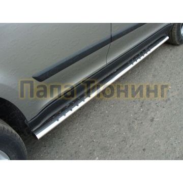 Пороги труба овальная с проступью 75х42 мм ТСС для Skoda Yeti 2014-