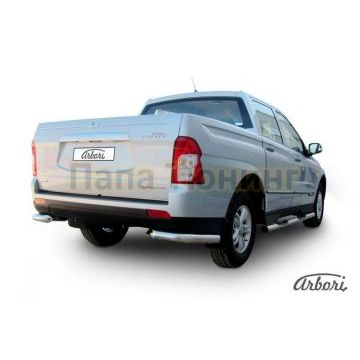 Защита задняя уголки 76 мм Slitkoff для SsangYong Actyon Sports 2012-2015