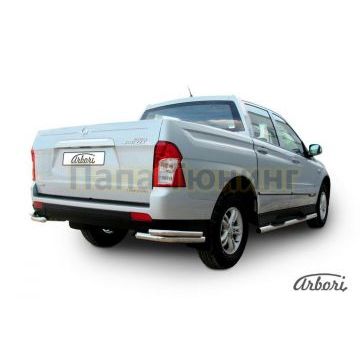 Защита задняя двойные уголки 57-42 мм Slitkoff для SsangYong Actyon Sports 2012-2015