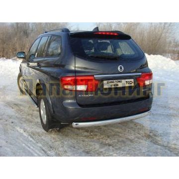Защита заднего бампера овальная 75х42 мм ТСС для SsangYong Kyron 2007-2015