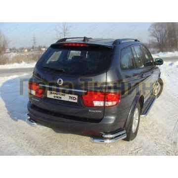 Защита задняя двойные уголки 76-42 мм ТСС для SsangYong Kyron 2007-2015