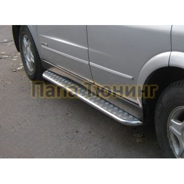 Пороги с площадкой алюминиевый лист d42 РусСталь для Ssangyong Kyron 2007-2015