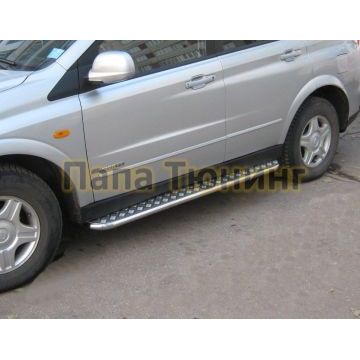 Пороги с площадкой алюминиевый лист d42 РусСталь для Ssangyong Kyron 2007-2015