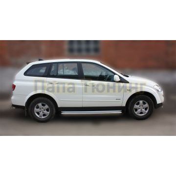 Пороги с площадкой алюминиевый лист 60 мм ALFeco для Ssangyong Kyron 2007-2015