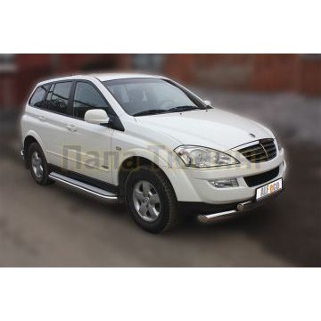 Защита передняя двойная 76-75x42 мм ALFeco для Ssangyong Kyron 2007-2015