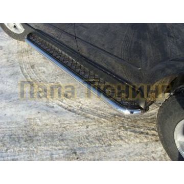 Пороги с площадкой алюминиевый лист 60 мм ТСС для SsangYong Kyron 2007-2015