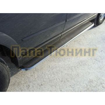 Пороги с площадкой нержавеющий лист 42 мм ТСС для SsangYong Kyron 2007-2015
