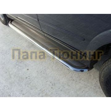 Пороги с площадкой нержавеющий лист 60 мм ТСС для SsangYong Kyron 2007-2015