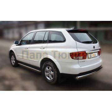 Защита заднего бампера овальная 75x42 мм ALFeco для Ssangyong Kyron 2007-2015