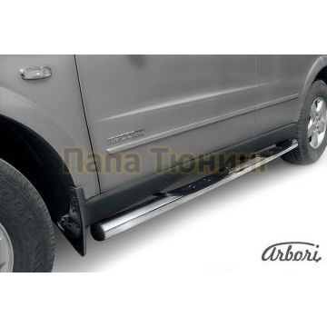 Пороги труба с накладками 76 мм Slitkoff для SsangYong Kyron 2007-2015