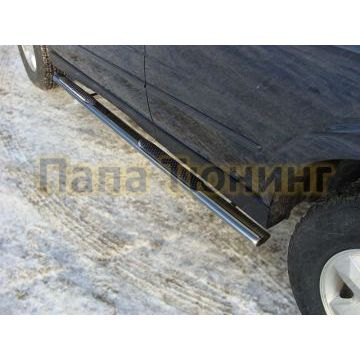 Пороги труба овальная с накладками 75х42 мм ТСС для SsangYong Kyron 2007-2015 Пороги труба овальная с накладками 75х42 мм ТСС для SsangYong Kyron 2007-2015
