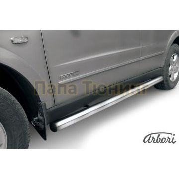 Защита штатных порогов труба 76 мм Slitkoff для SsangYong Kyron 2007-2015