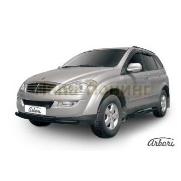 Защита передняя чёрная сталь двойная 57-57 мм Slitkoff для SsangYong Kyron 2007-2015