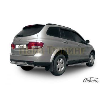 Защита заднего бампера двойная 57-57 мм Slitkoff для SsangYong Kyron 2007-2015