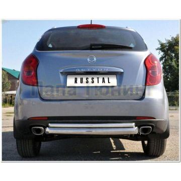 Защита заднего бампера двойная d76-d42 РусСталь для Ssangyong Kyron 2007-2015