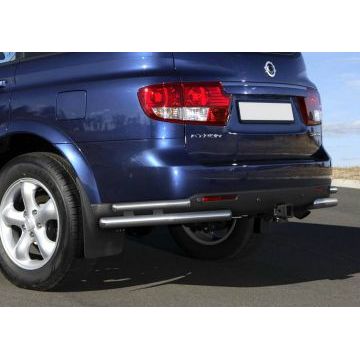Защита задняя двойные уголки 57-42 мм Rival для SsangYong Kyron 2007-2015