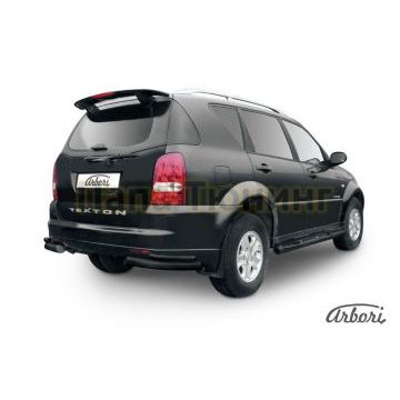 Защита задняя двойные уголки чёрная сталь 76-42 мм Slitkoff для SsangYong Rexton 2 2010-2012 Защита задняя двойные уголки чёрная сталь 76-42 мм Slitkoff для SsangYong Rexton 2 2010-2012