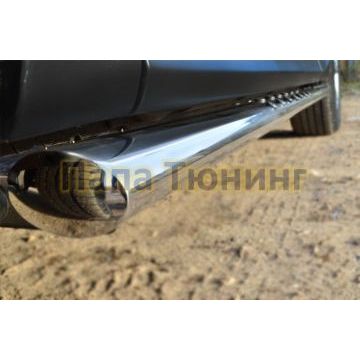 Пороги труба овальная с проступью 75х42 мм РусСталь для Subaru Forester SJ 2013-2016