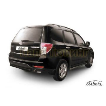 Защита заднего бампера чёрная сталь 57 мм Slitkoff для Subaru Forester 2008-2013
