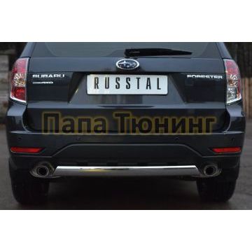 Защита заднего бампера овальная 75х42 мм РусСталь для Subaru Forester SH 2008-2013