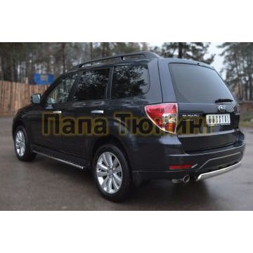 Защита заднего бампера овальная 75х42 мм РусСталь для Subaru Forester SH 2008-2013