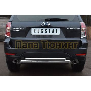 Защита заднего бампера двойная d57-d42 РусСталь для Subaru Forester SH 2008-2013